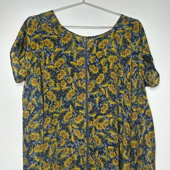 Johnny Was Biya Ditsy Daisy Silk Floral Oversized Mini Dress Sz S Asymmetrical - Picture 2 of 10